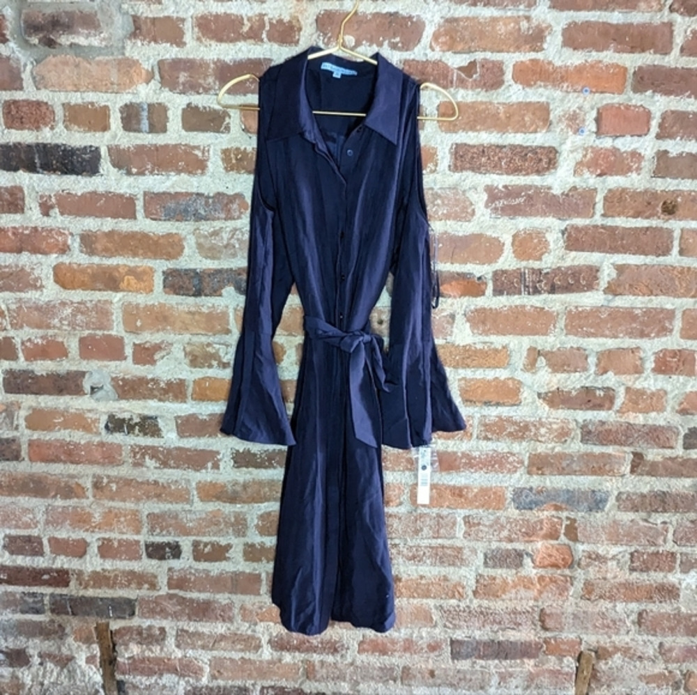 NWT Antonio Melani Size 12 Dark Blue Dress w/ Cold Shoulders & Bell Sleeves‎
